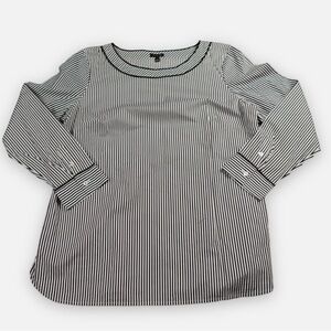 Talbots Striped Black and White Blouse